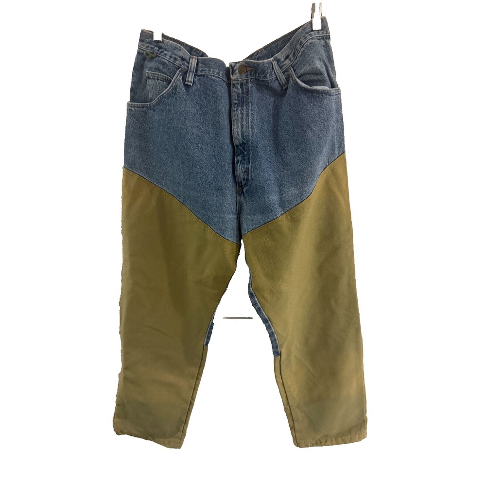 WRANGLER MENS JEANS SIZE 42X30‎ COLOR BLOCK HUNTING DENIM MEDIUM WASH OUTDOOR